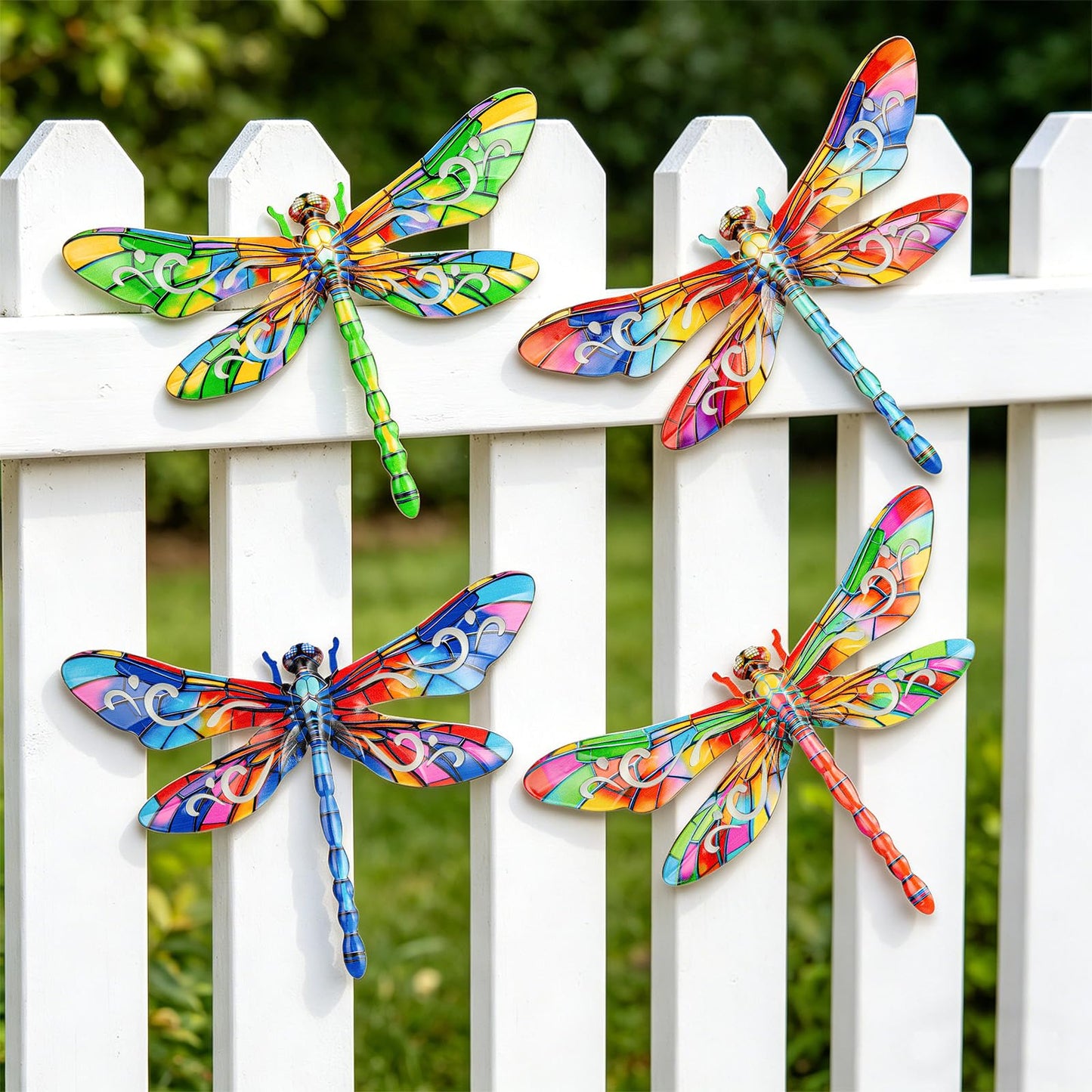 SUNREEK Metal Dragonfly Wall Decor, 12 Inches Dragonfly Outdoor Wall Art for Fence Garden Yard Patio Decorations