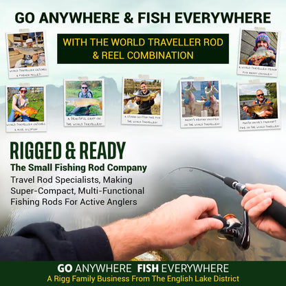 Rigged and Ready World Traveller Rod Reel Case Combination + 2 Tips 215+190cm (7'+6'3") Angling Travel Pole. Bait Carp Pike Spinning Rod for Freshwater Saltwater Sea Fishing