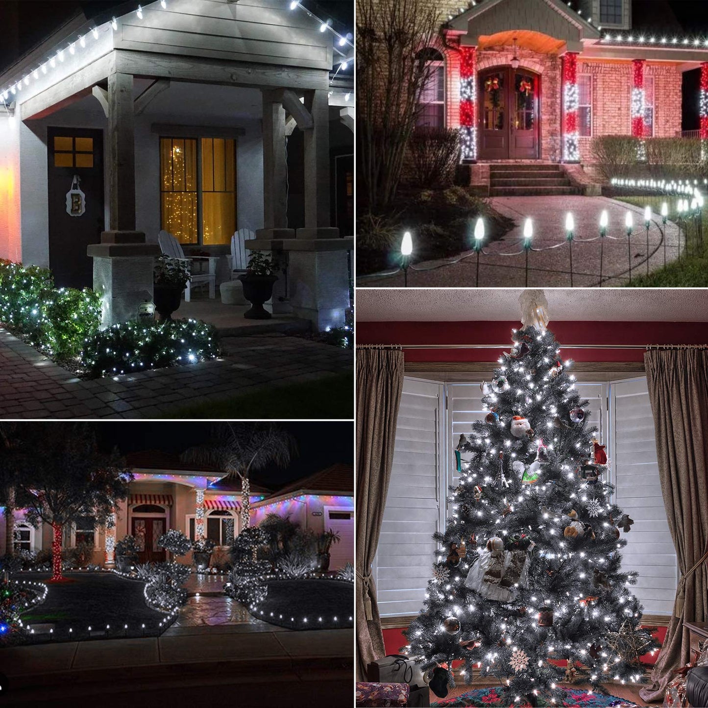 C9 Christmas String Lights Outdoor 50 Feet Led Christmas Lights, 50+2(Spare) Strawberry Bulbs Connectable UL Certified for Indoor Outdoor Roofline Patio Holiday Party Backyard Xmas Decor Pure White