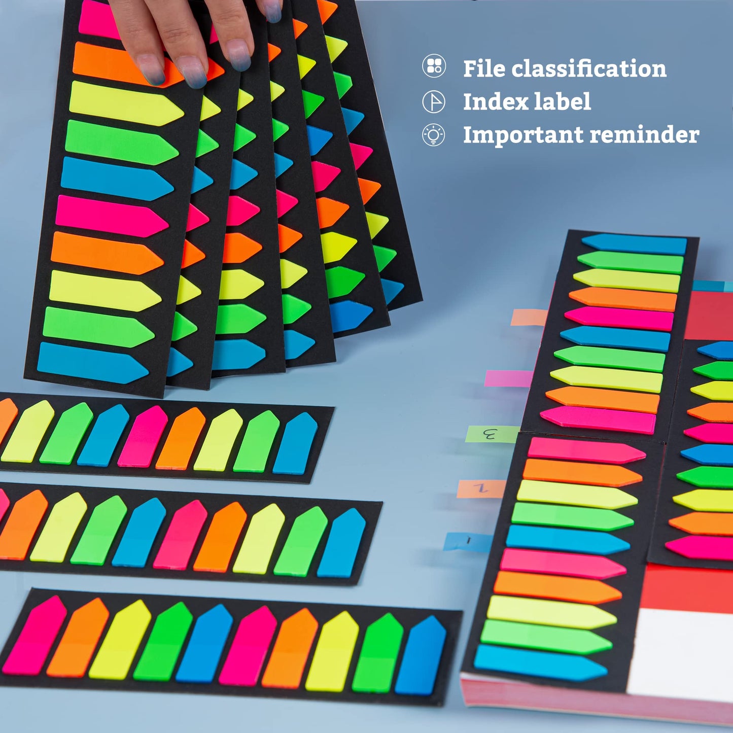 Ericter 2400 Pcs Sticky Tabs Page Markers Sticky Index Tabs, Arrow Flag Tabs - 10 Primary Color Tabs Page Flag Markers Bookmarks