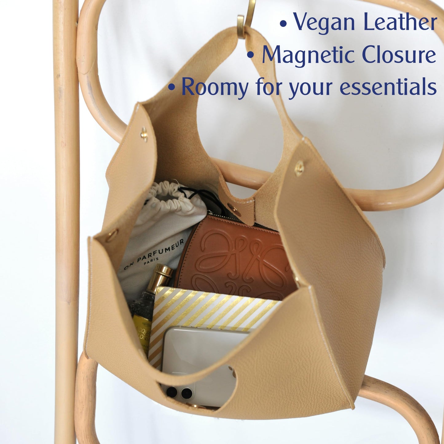 HOXIS Vintage Minimalist Style Soft Pu Leather Handbag Clutch Small Tote (Nude)