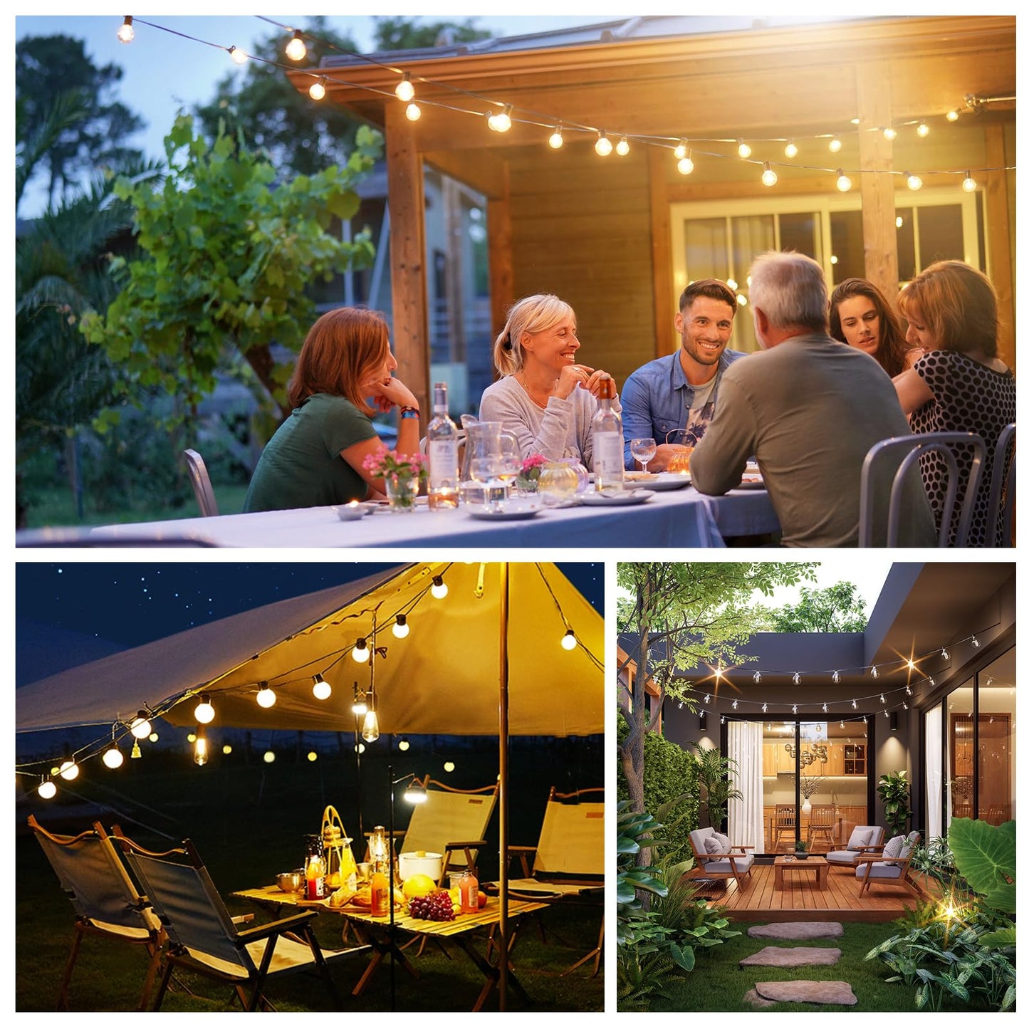 GvvooHome Outdoor String Lights 50FT, G40 LED Patio Lights with 27pcs Shatterproof Bulbs, All Weatherproof Hanging Lights for Outside Backyard Party Cafe Decor