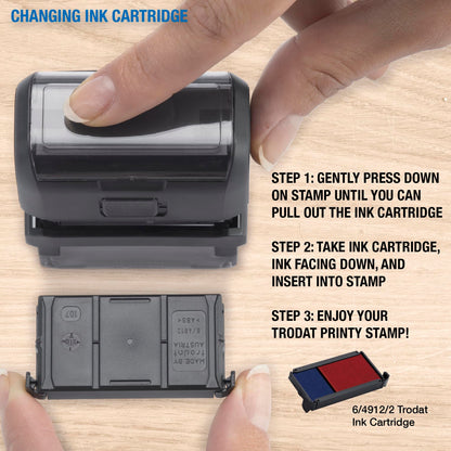 Trodat Printy 4912 Self Inking Do it Yourself (DIY) 4 line Personalized Custom Message or Address Stamp kit with Black Ink, Impression Size: 3/4” x 1-7/8” inch (Blue)