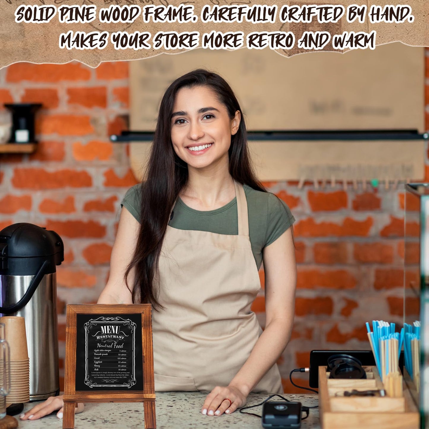 Harloon 3 Pack Christmas Office Products Framed Tabletop Chalkboard Sign 9.5" x 14" with Built-in Ledge and Folding Stand with 5 Chalk Marker for Wedding Kitchen School Birthday(Rustic Brown)