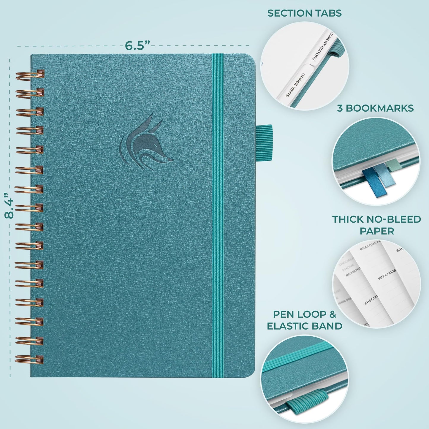 Clever Fox My Child's Health Record Keeper – Child & Baby Medical Records Organizer Log Book – Childcare Journal Notebook & Healthy Tracker for Newborn & Children – Childcare Essentials (Aquamarine)