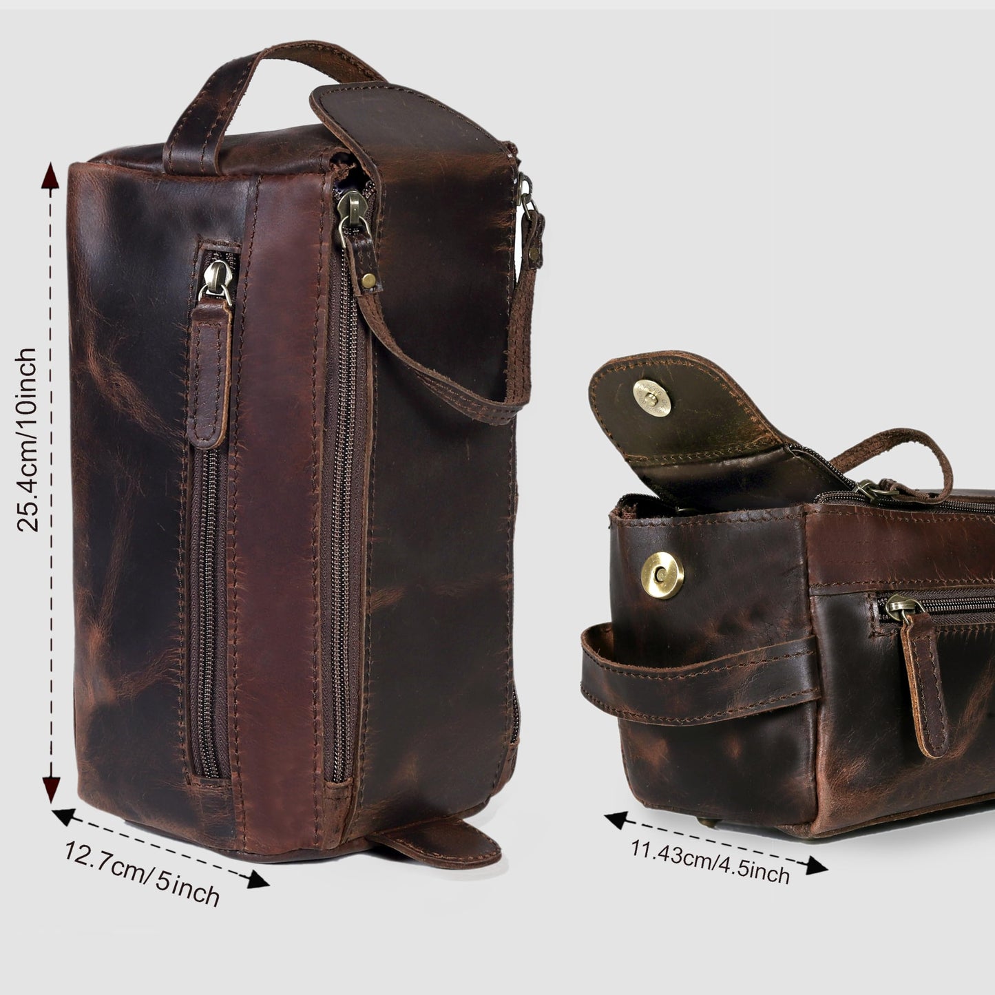 cuero Premium Buffalo Leather Unisex Toiletry Bag Travel Dopp Kit Vintage Travel Shaving & Dopp Kit For Men And Women