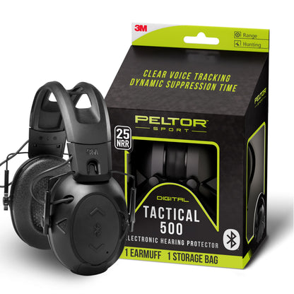 Peltor Sport Tactical 500 Bluetooth Hearing Protection Ear Muffs, 25 dB Noise Reduction Rating, Electronic Hearing Protection Headphones for Shooting, Hunting, Mowing, Construction, Concerts, & More