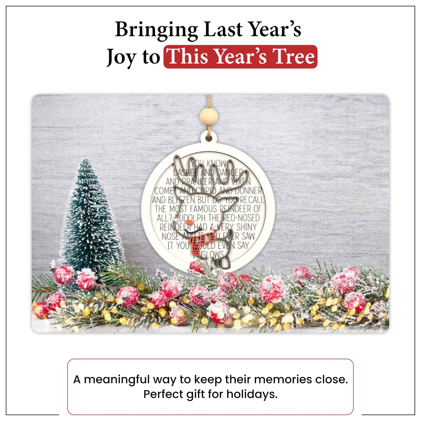Living Legacy Reindeer QR Code – Wooden Ornament with QR Code, Custom Memory Ornament – Personalized Wooden, Hanging Christmas Ornament – Christmas Tree Decoration & Gift