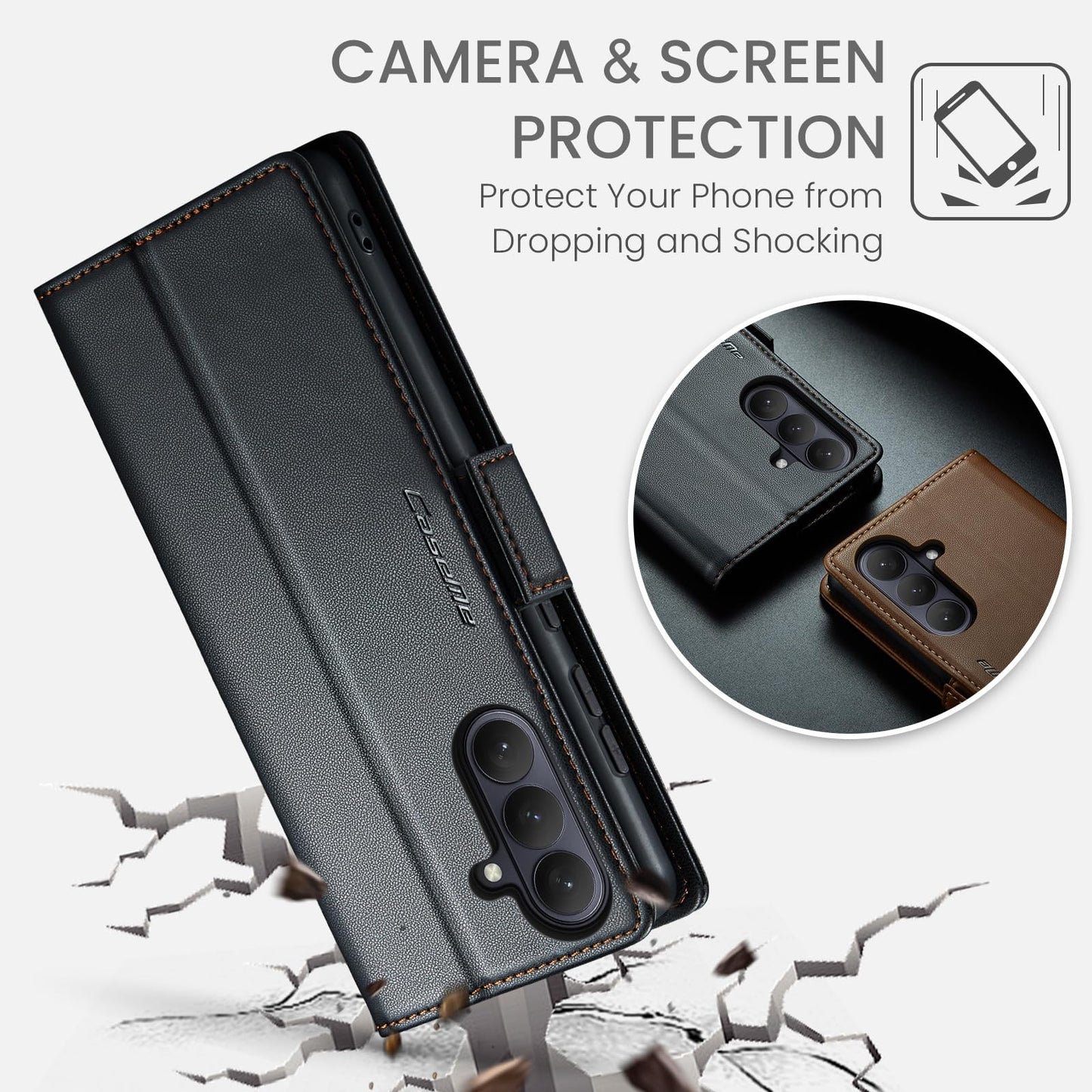 SINIANL Compatible with Samsung Galaxy S26 Wallet Case with Card Holder, Women Men Flip Cover with RFID Blocking Magnetic Clasp Kickstand Leather Book Folio Case for Galaxy S26 Black