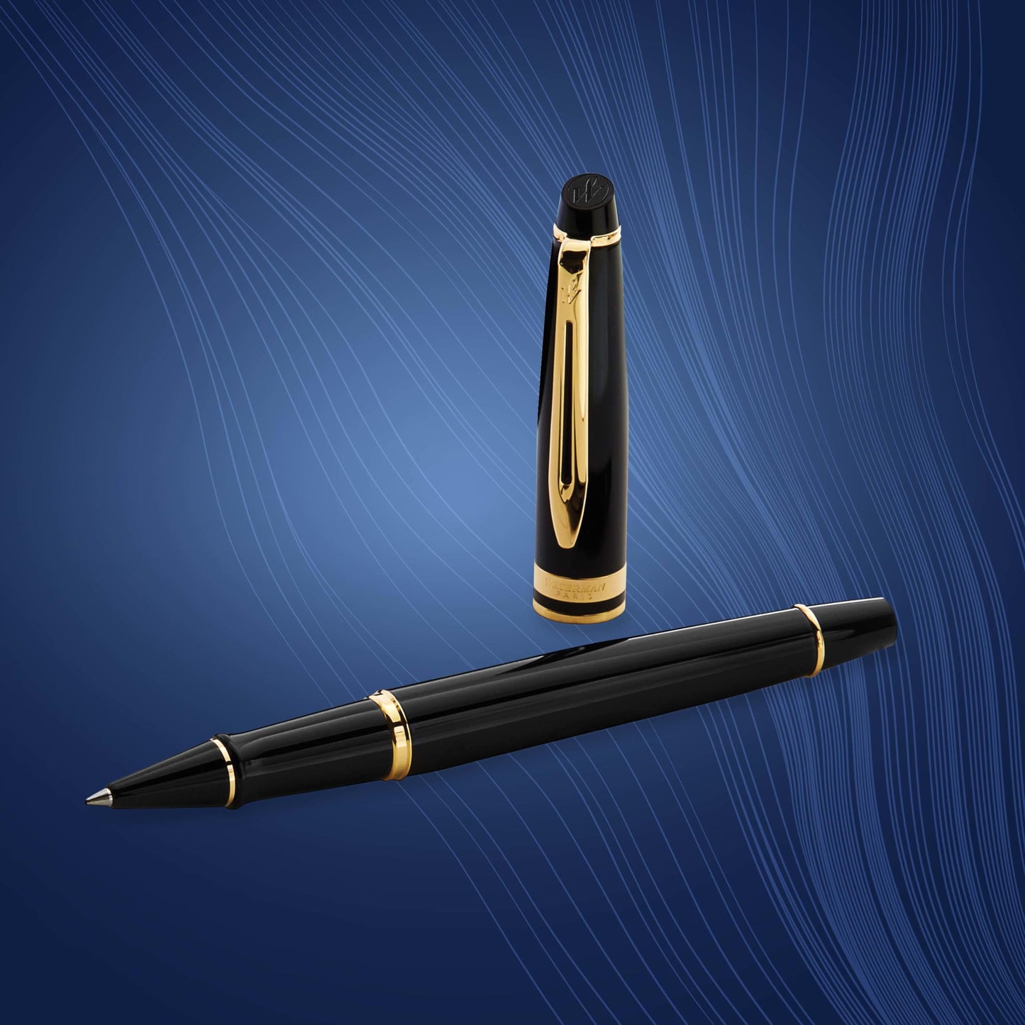 Waterman Expert Rollerball Pen, Gloss Black with 23k Gold Trim, Fine Point, Black Ink, Luxury Pen in Gift Box, Great Gift for Coworker