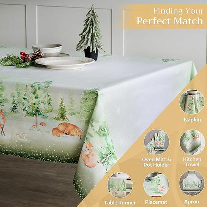 Maison d' Hermine Table Cloth Square Table 100% Cotton 54 x 54 Inches Fall Tablecloth Reusable Everyday Use for Thanksgiving Christmas Decorations Dining Farmhouse Party (Winter Mornings)