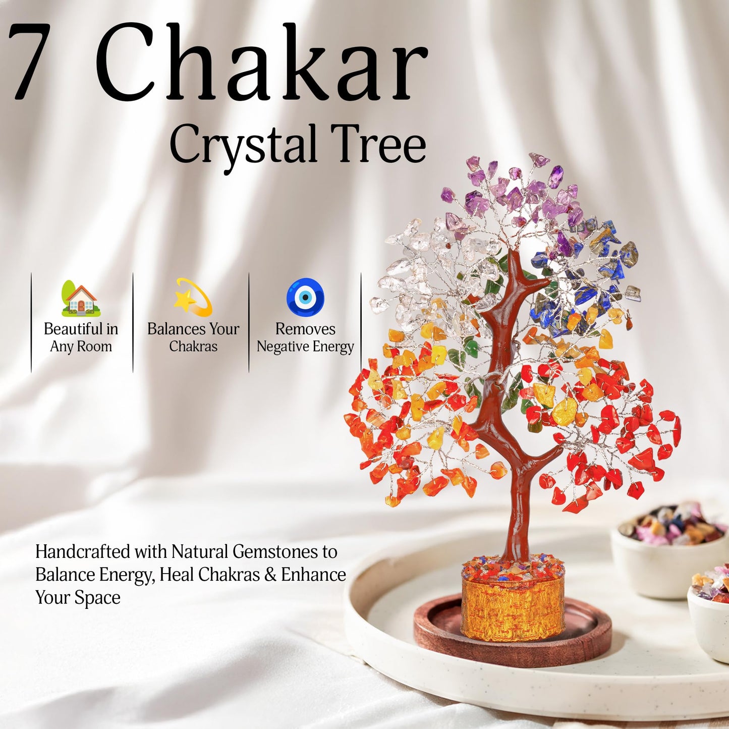 YATSKIA 7 Chakra Crystal Tree of Life, Gemstones and Crystals, Crystals Home Office Decor, Birthday Gifts for Women