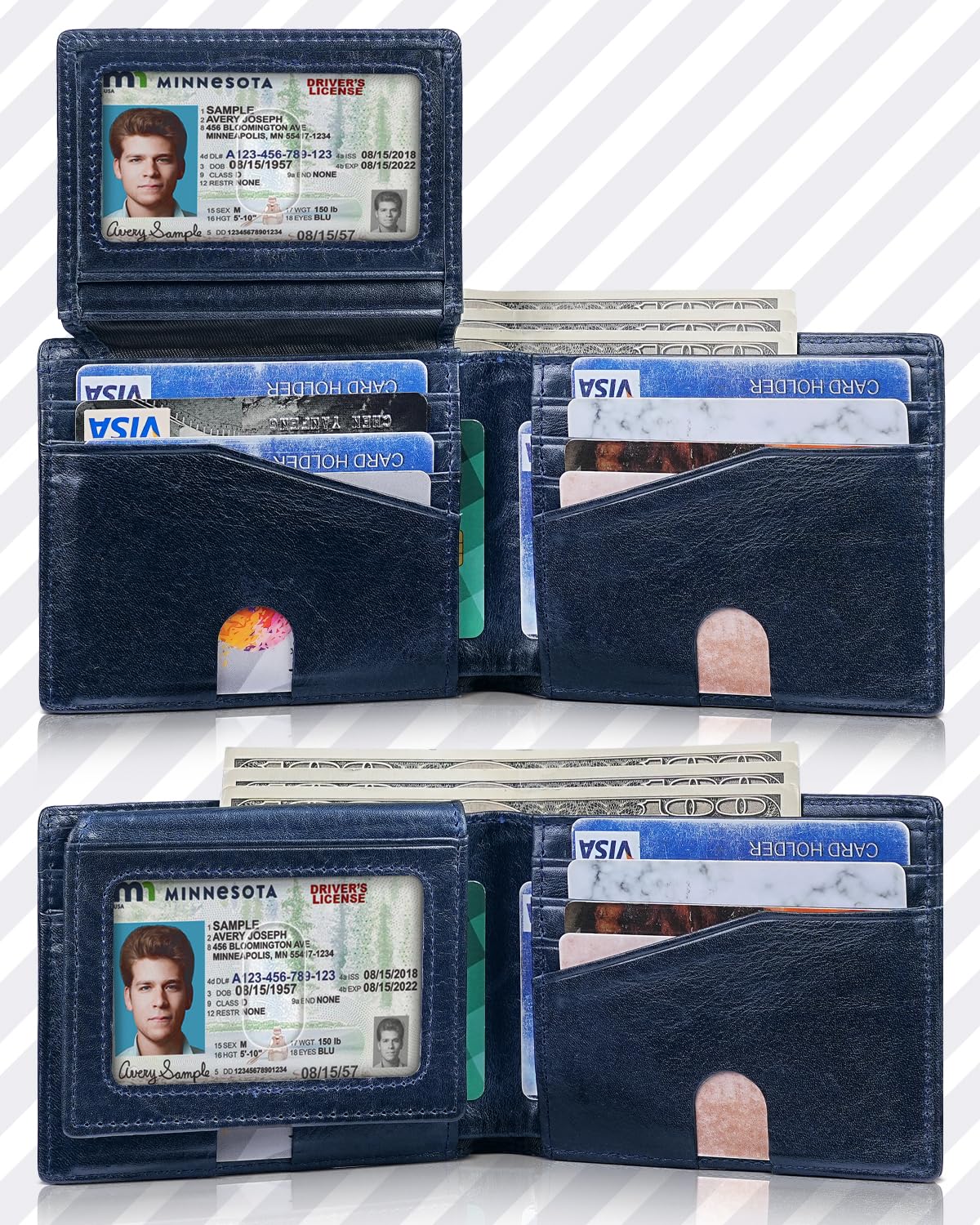 Artpaxy Mens Wallet Bifold Genuine Leather RFID Blocking Wallet for Men with 2 ID Windows 12 Card Holders 2 cash pockets 1 Gift Box
