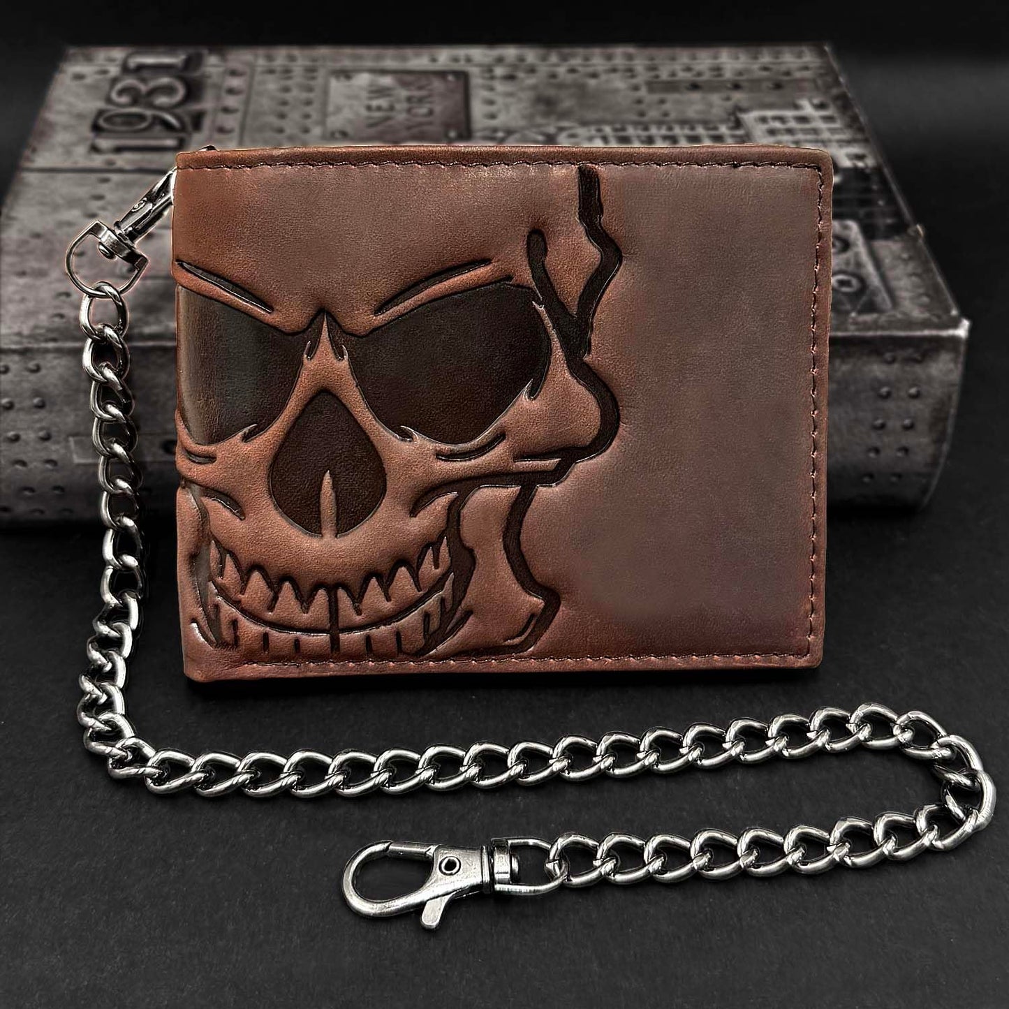XIXTUT RFID Blocking Leather Wallet for Men or Boys Card Holder Biker Chain Wallet Genuine Leather Card Holder Wallet with Chain Gift