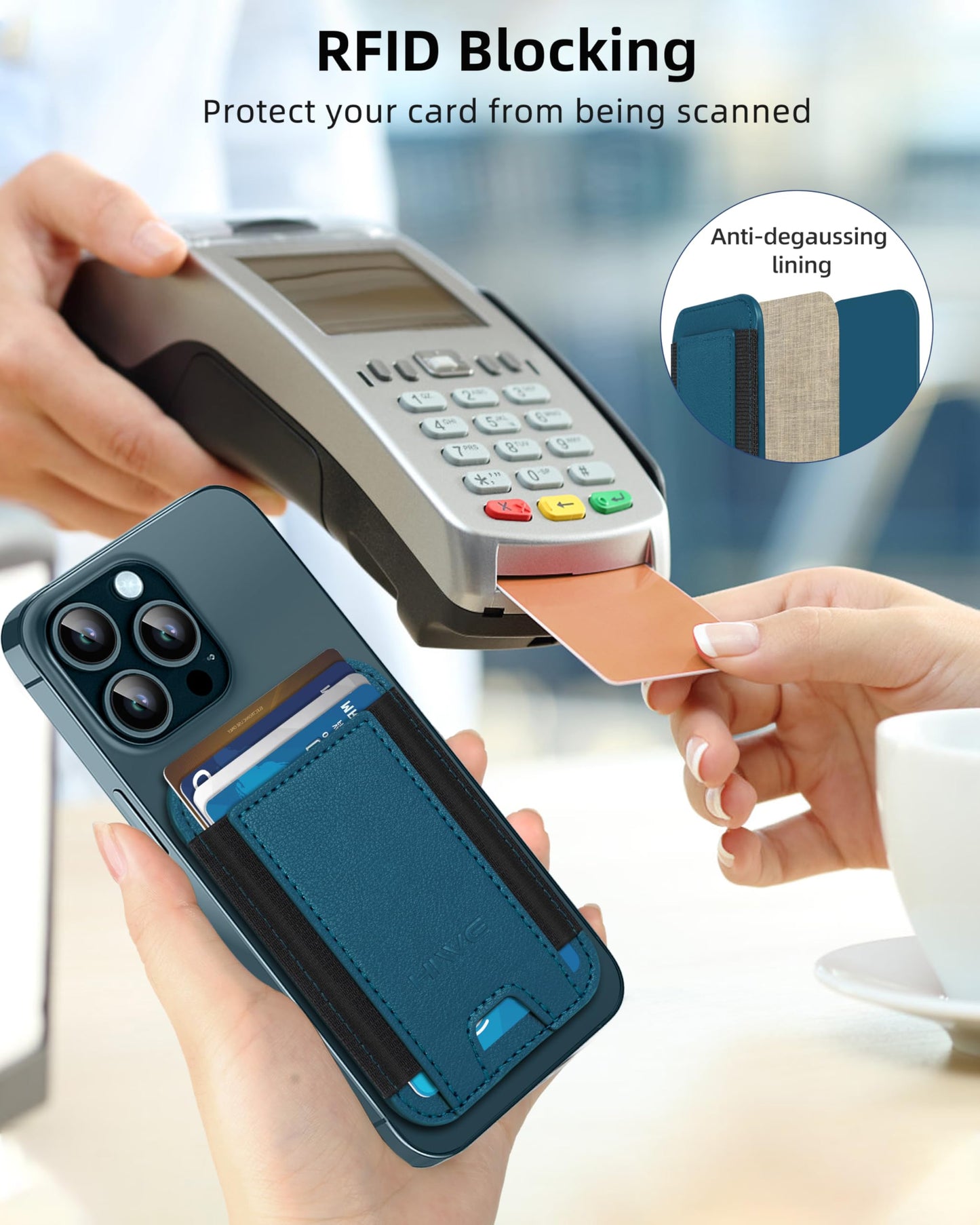 HiWe for MagSafe Wallet: 7-Card Holder, RFID Blocking, Strong Magnet for iPhone 12-17 Series, Slim, 1 Slot