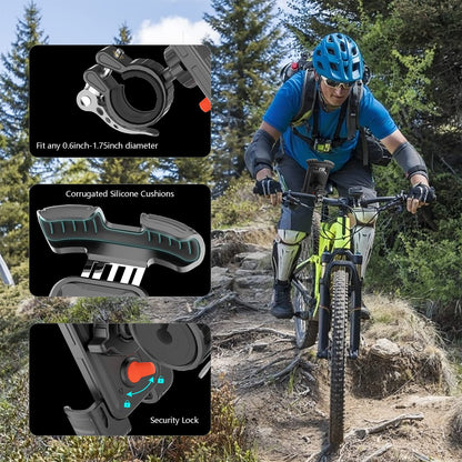 Marspeeder Bike Motorcycle Phone Mount,[Super Stable Metal] Bike Motorcycle Phone Holder with Security Lock, Bicycle Phone Mount with Soft Cushion & Adjustable Clip Compatible with 4.7''-6.8'' Phone