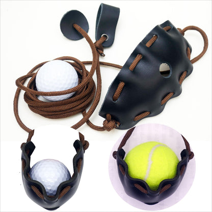 2 Packs Leather Shepherd Sling Handmade Paracord Shepherds Sling Rock Thrower Old-Fashioned Slingshot Dog Ball Launcher