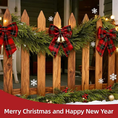 9 Ft 2 Pcs Norfolk Pine Christmas Garland - Artificial Faux Pine Needles Real Touch Winter Garland - Indoor/Outdoor Holiday Greenery Garlands for Fireplace Mantle, Staircase, Window Decor