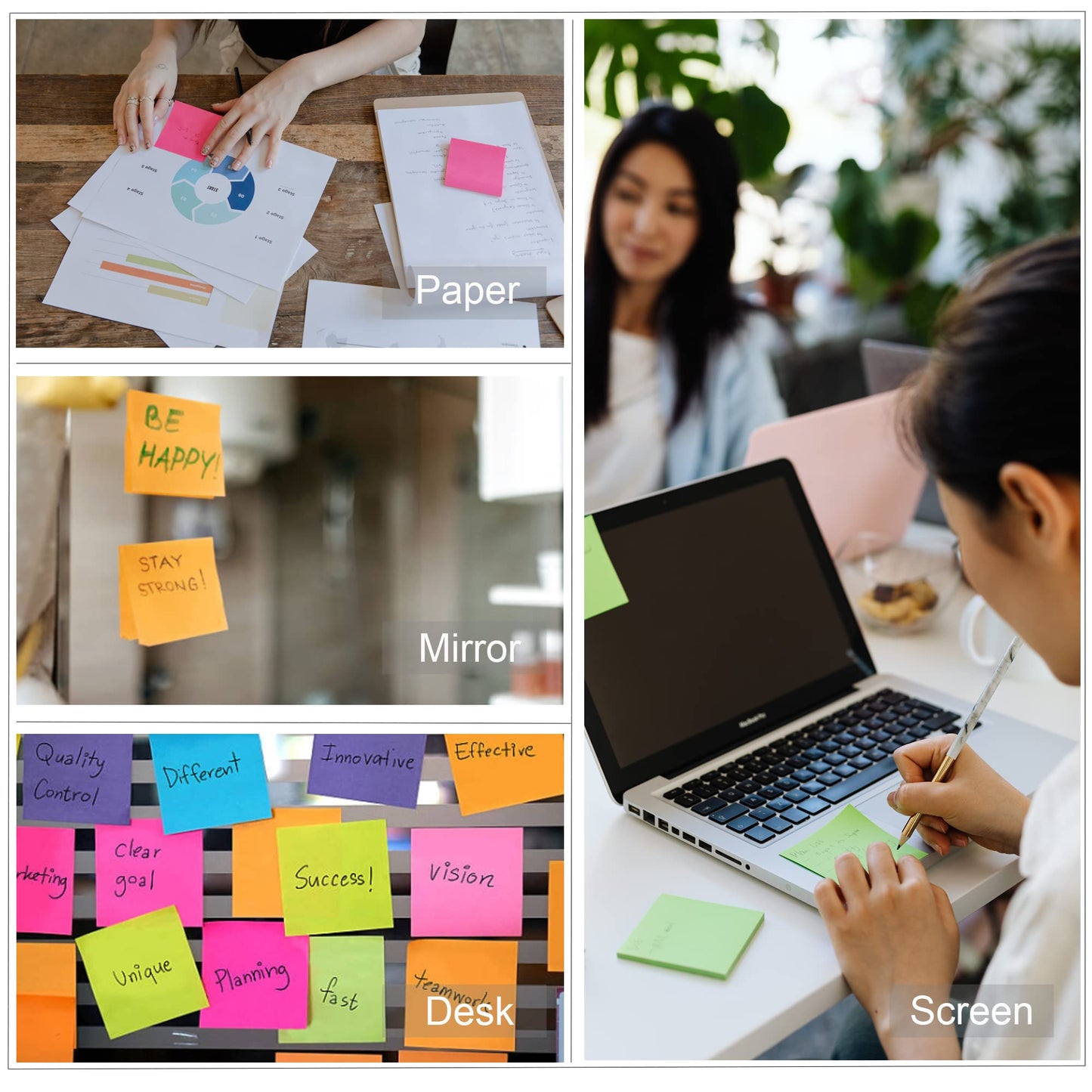 Sticky Notes Bulk, 60 Pads Sticky Notes, 3 X 3 Inch, 100 Sheets/Pad, Assorted Bright Colors Notes Pads Pack,Great Sticking Power