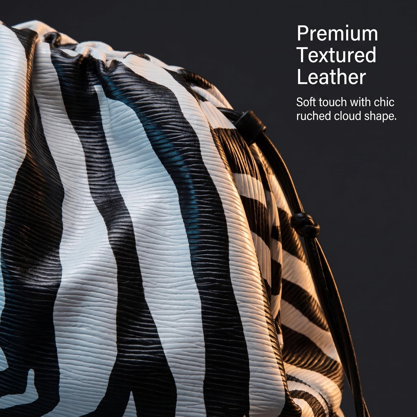 FUTTSPAI Zebra Print Clutch Purse Soft PU Leather Dumpling Cloud Bag Ruched Oversized Evening Crossbody Handbag for Women Everyday Party, Small