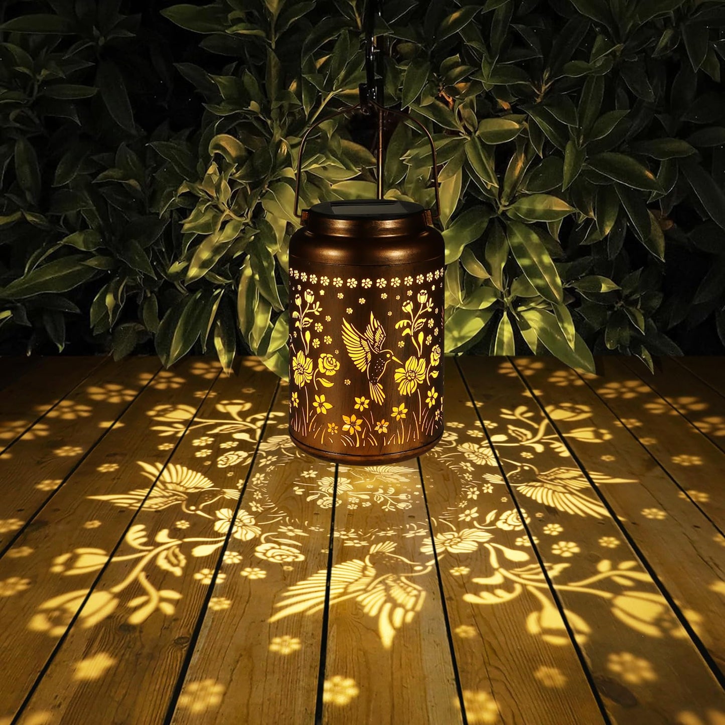 2 Pack Solar Lanterns Outdoor Waterproof, Hummingbird Garden Decor Gifts for Women Mom Grandma Hanging Solar Lights Metal Solar Decoration Outside for Yard, Patio, Lawn, Pathway