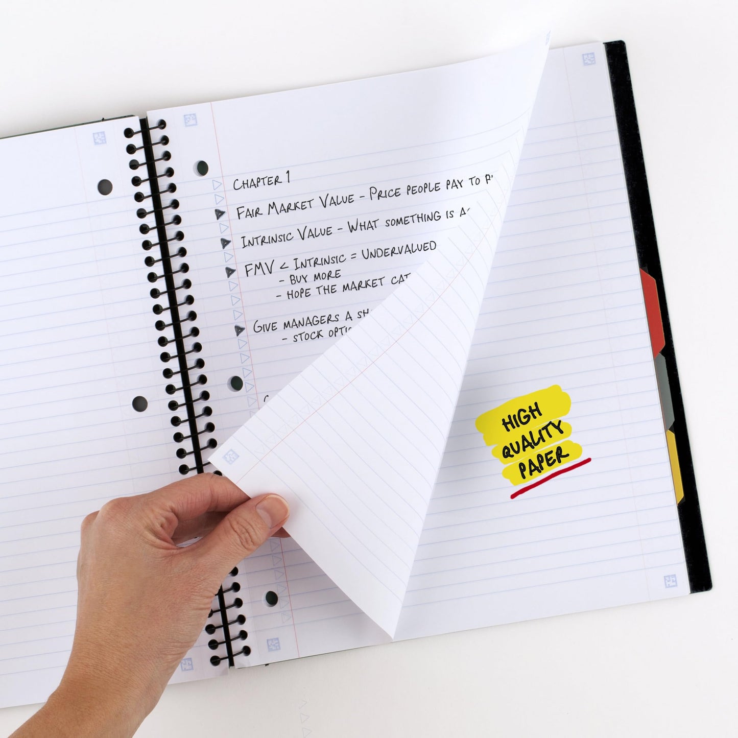 Five Star Advance Spiral Notebook + Study App, 5 Subject, College Ruled Paper, 8-1/2" x 11", 200 Sheets, Spiral Guard, Movable Tabbed Dividers, Black (73144)