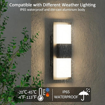 12inches Modern Outdoor Led Wall Light,30W 3000K Porch & Patio Hardwired Sconces with White Clear Acrylic Lampshade,IP65 Waterproof Aluminum Wall Lamp for Garage House Exterior(Black,2Pack)