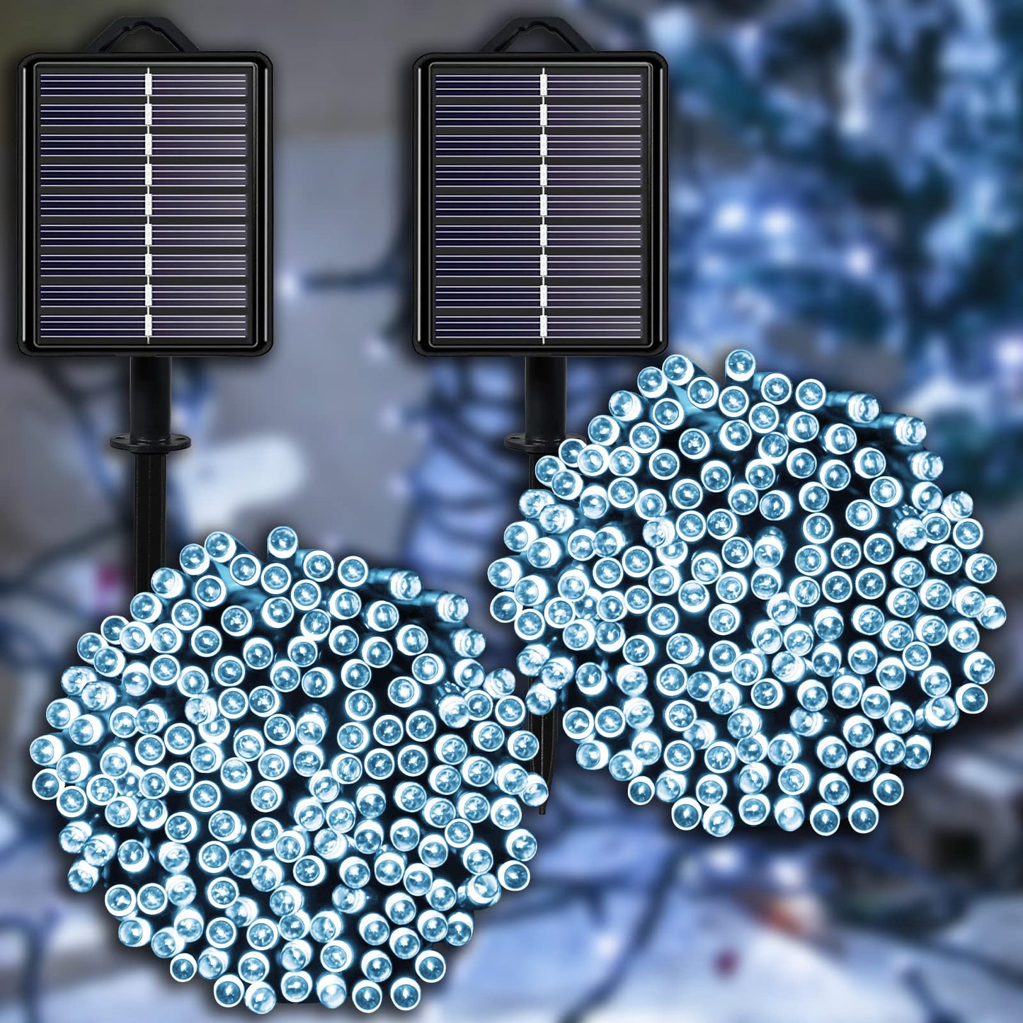 YAOZHOU Solar Cool White Christmas Lights String Outdoor Waterproof 2 Pack, Total 400LED 151ft Fairy Lights with 8 Modes for Tree Garden Patio Wedding Party Yard