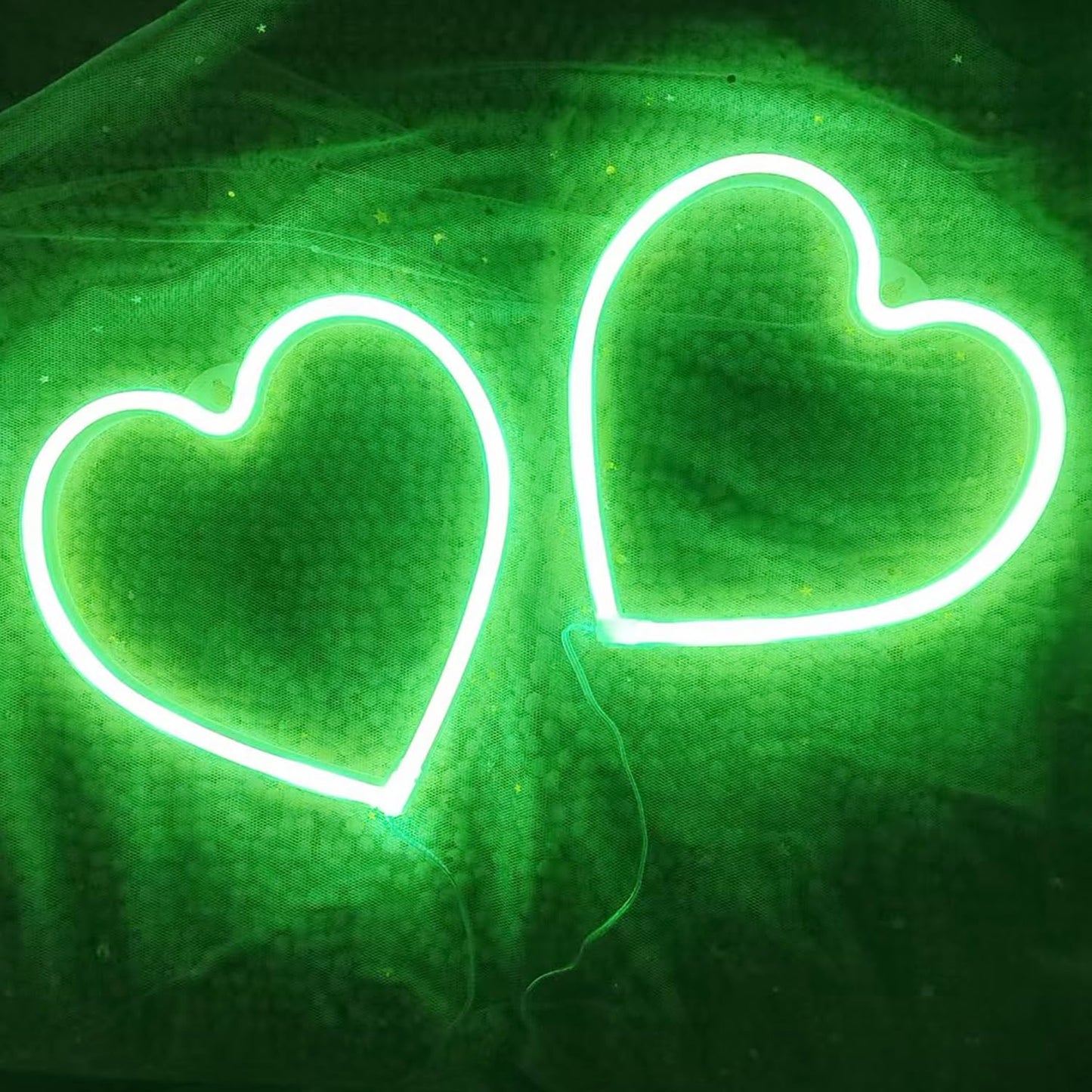 LED Neon Heart Sign,Love Hearts Neon Light for Girls Room Bedroom Dorm Decor,USB or Battery Powered Heart Lamp for Wedding Window Wall Decorations(1Pc Green)