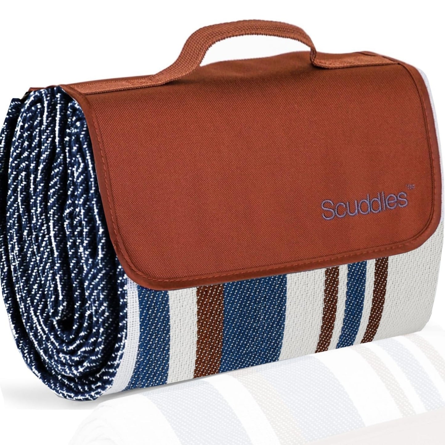 scuddles 60" x 60" Extra Large Outdoor Picnic Blanket – Waterproof, Foldable Travel Mat for Beach, Camping, Grass, Lawn, Park, Summers – Dual Layer, Soft Throw Rug Fits 4 Adults