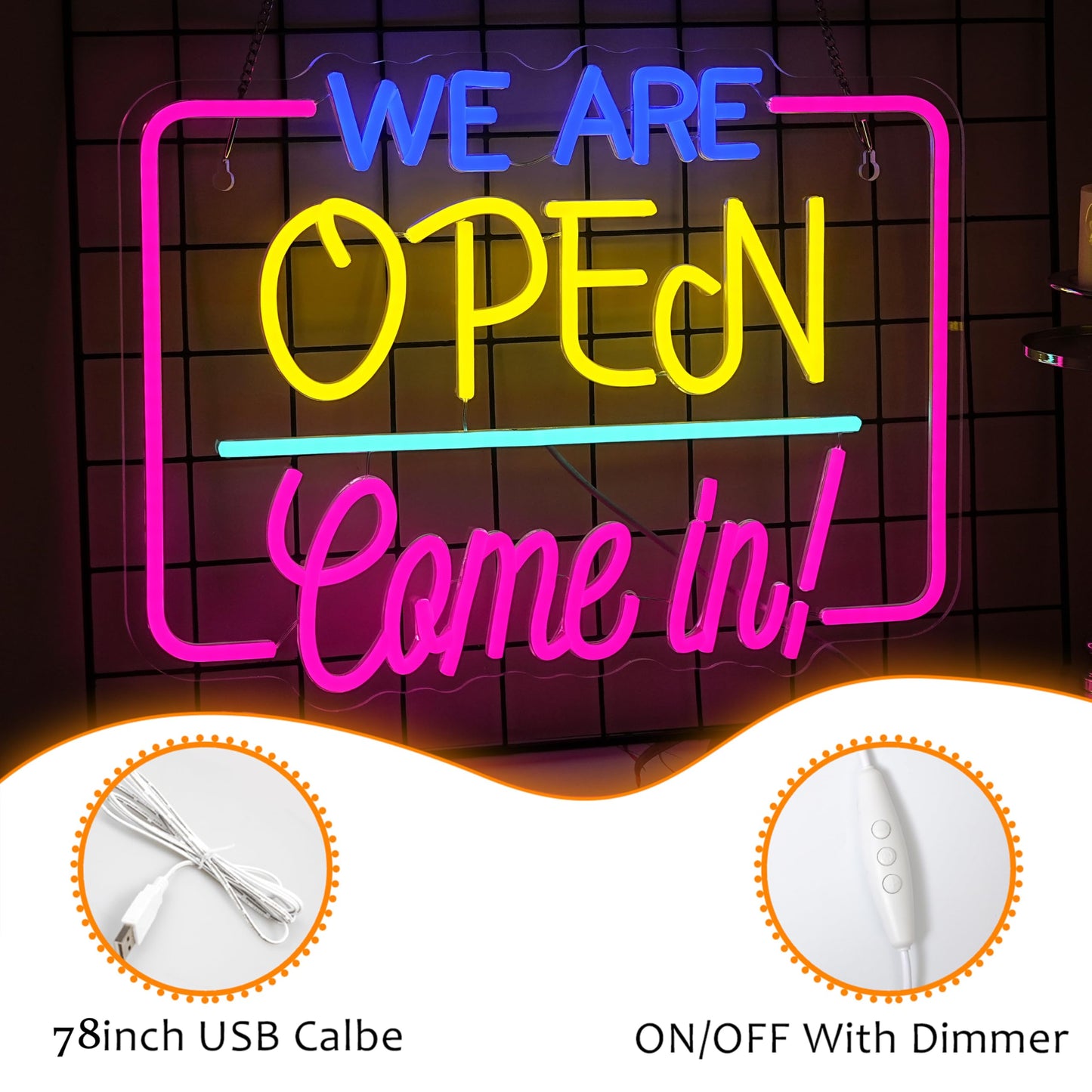 LISIGNVE We Are Open Neon Sign LED Open Sign Come In for Business Store Front Dimmable Open Welcome Neon Light for Cafe Bar Restaurant Window Decor