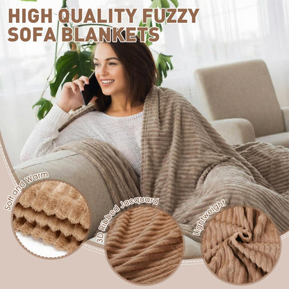 Buryeah 50 x 60 Inches Fleece Throw Blanket Soft Cute Warm Plush Flannel Fluffy Blankets for Wedding Sofa Couch Bed Seasons Employee Appreciation Gifts Bulk(Dark-Brown, Brown, Light Brown,6 Pack)