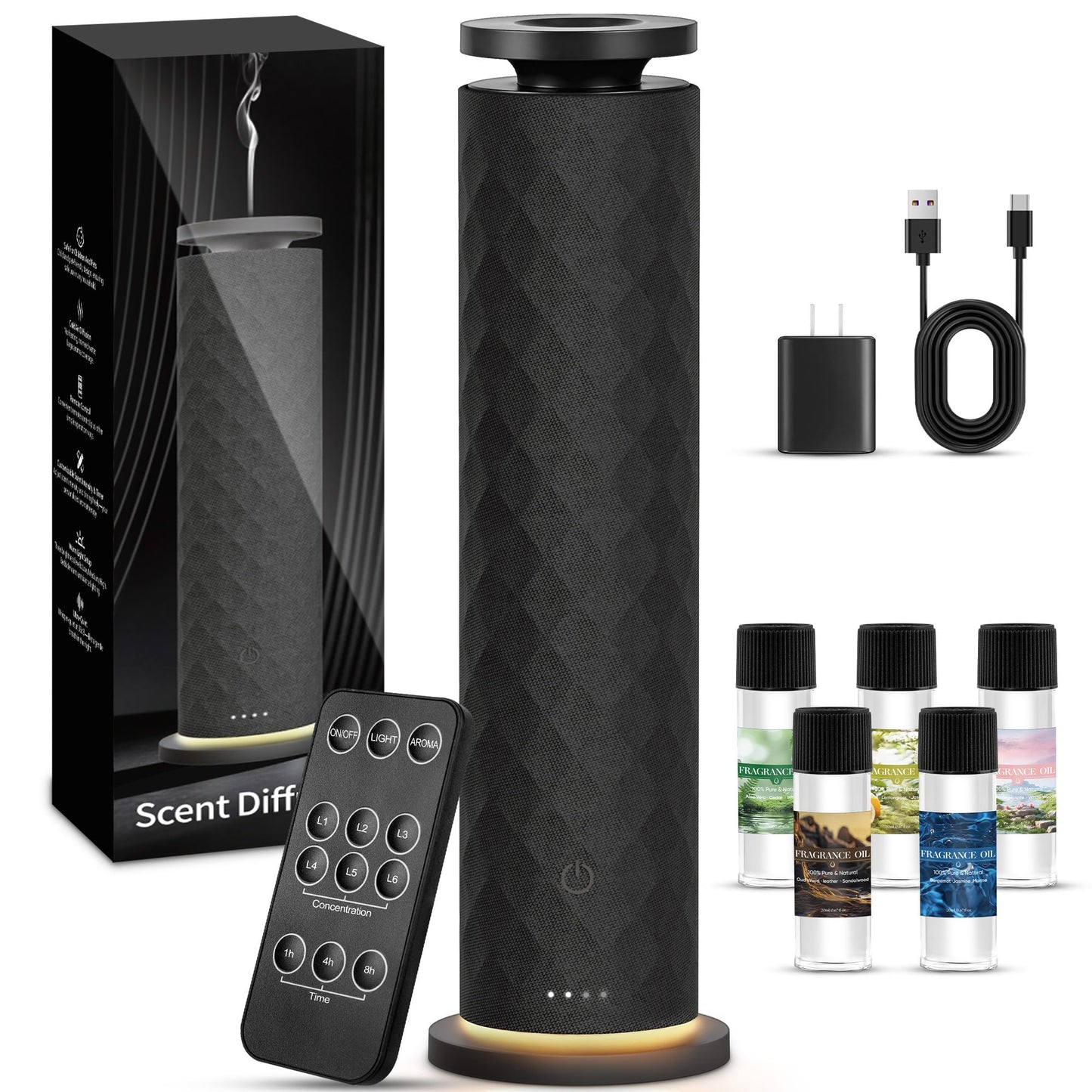 Hotel Scent Diffuser, Waterless Scent Diffuser for Home, Quiet Operation, Suitable for Living Rooms, Offices, and Hotels,Contains Five Aromatherapy Essential Oils