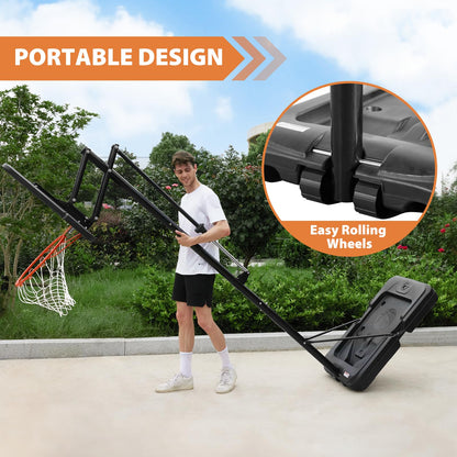 AWII SPORT Basketball Hoop Outdoor Protable 40/44/48 Inch Impact Backboard, 4.8-10FT Height Adjustable Basketball Hoop Goal System with Wheels for Adults