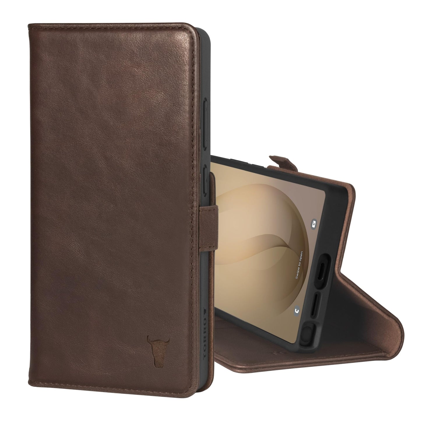 TORRO Leather Case Compatible with Samsung Galaxy S26 Ultra 5G 2026 - Premium Leather Wallet Case with Kickstand and Card Slots (Dark Brown)
