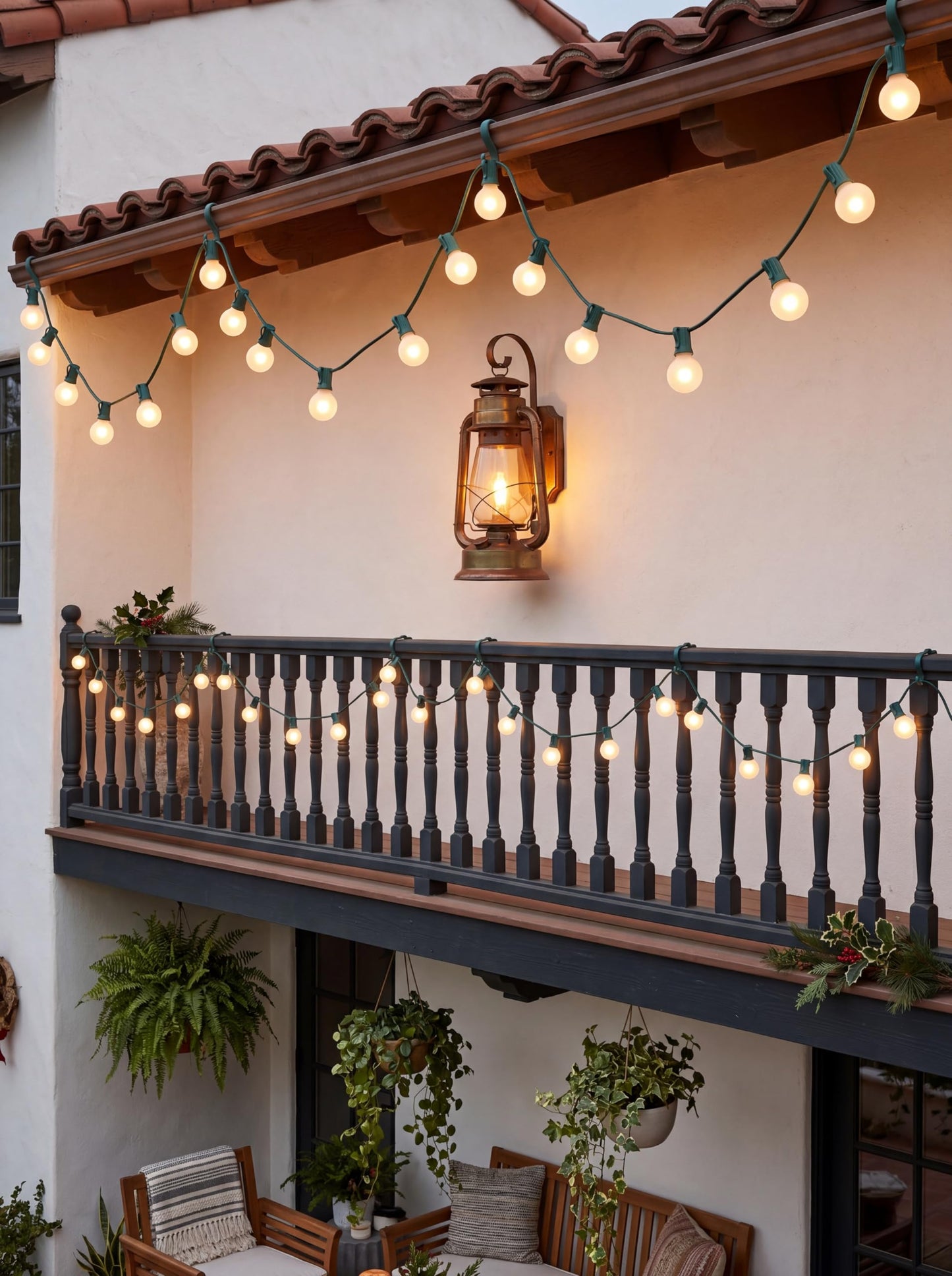 G40 Frosted White Christmas Lights Outdoor 25Ft Globe Christmas Decorations Lights with 27 Frosted White Bulbs, Hanging Globe Outdoor String Lights for Xmas Tree Wedding Backyard Party, Green Wire