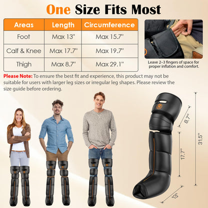 KEATFE Leg Compression Massager with Heat, Air Compression Boots for Circulation & Pain Relief, 6 Modes, 9 Intensities, 3 Heating, Gifts for Women Men Dad Mom Seniors