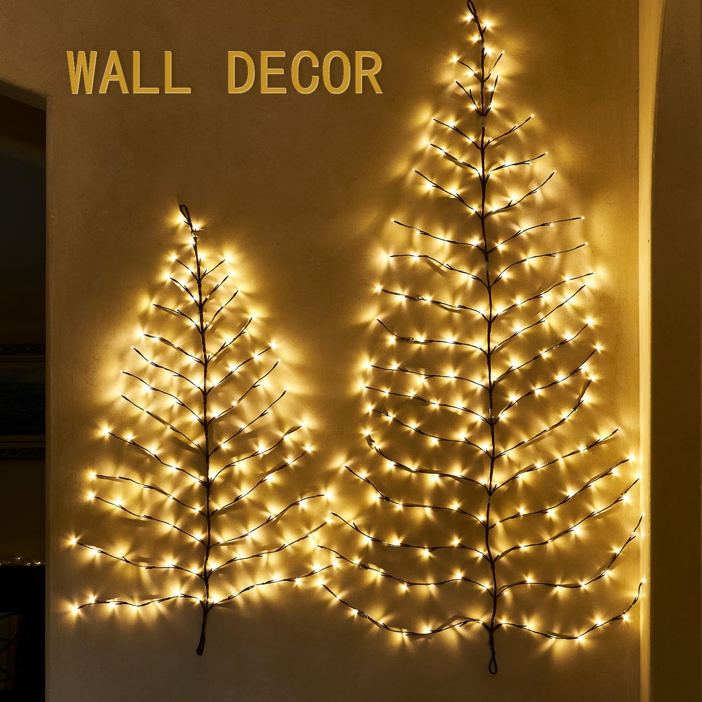 Fudios Lighted Wall Tree 4FT 108LED Warm White for Home Decor, Christmas Tree Lights for Living Room Wall Decoration