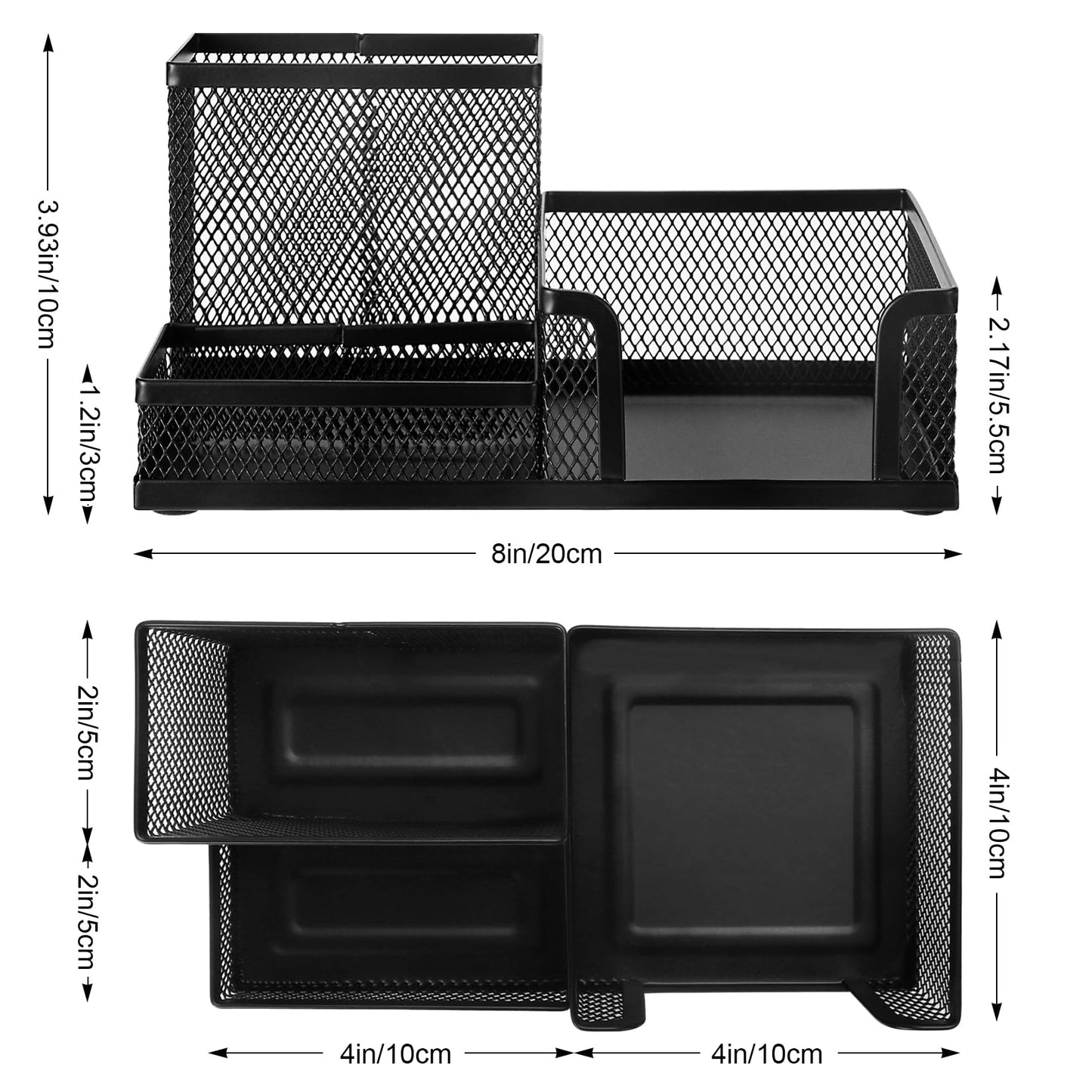 Comix Mesh Pen Pencil Holder Desk Organizer, 3 Compartment Wire Desktop Pen Pencil Cup Caddy Office Supplies Desk Accessories for Home Office School, Black