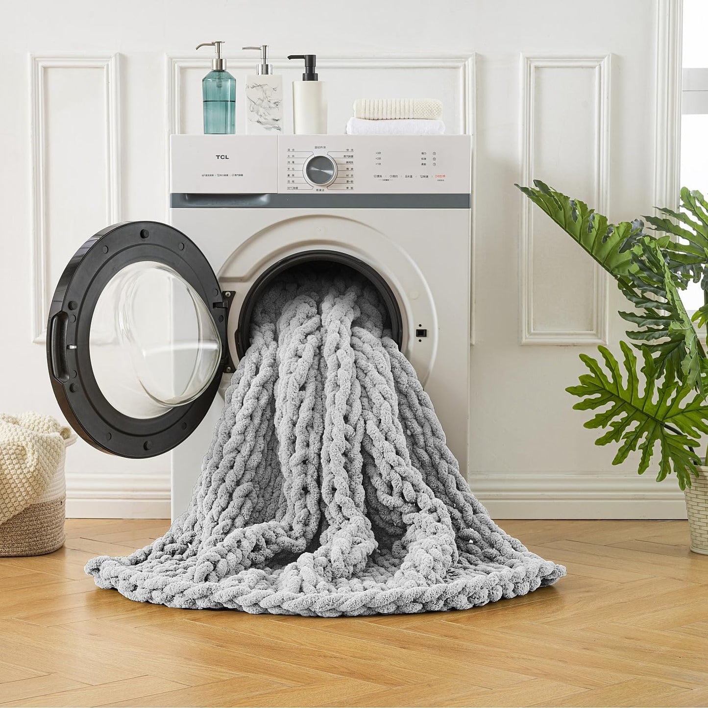 Ultra Soft Chunky Knit Throw Blanket 50x70 Hand Knitted Warm Chenille Throw Blanket, Home Decor Soft Thick Yarn Cable Knit Blanket Breathable Fleece Banket Christmas for Couch Bed Sofa Best Gift