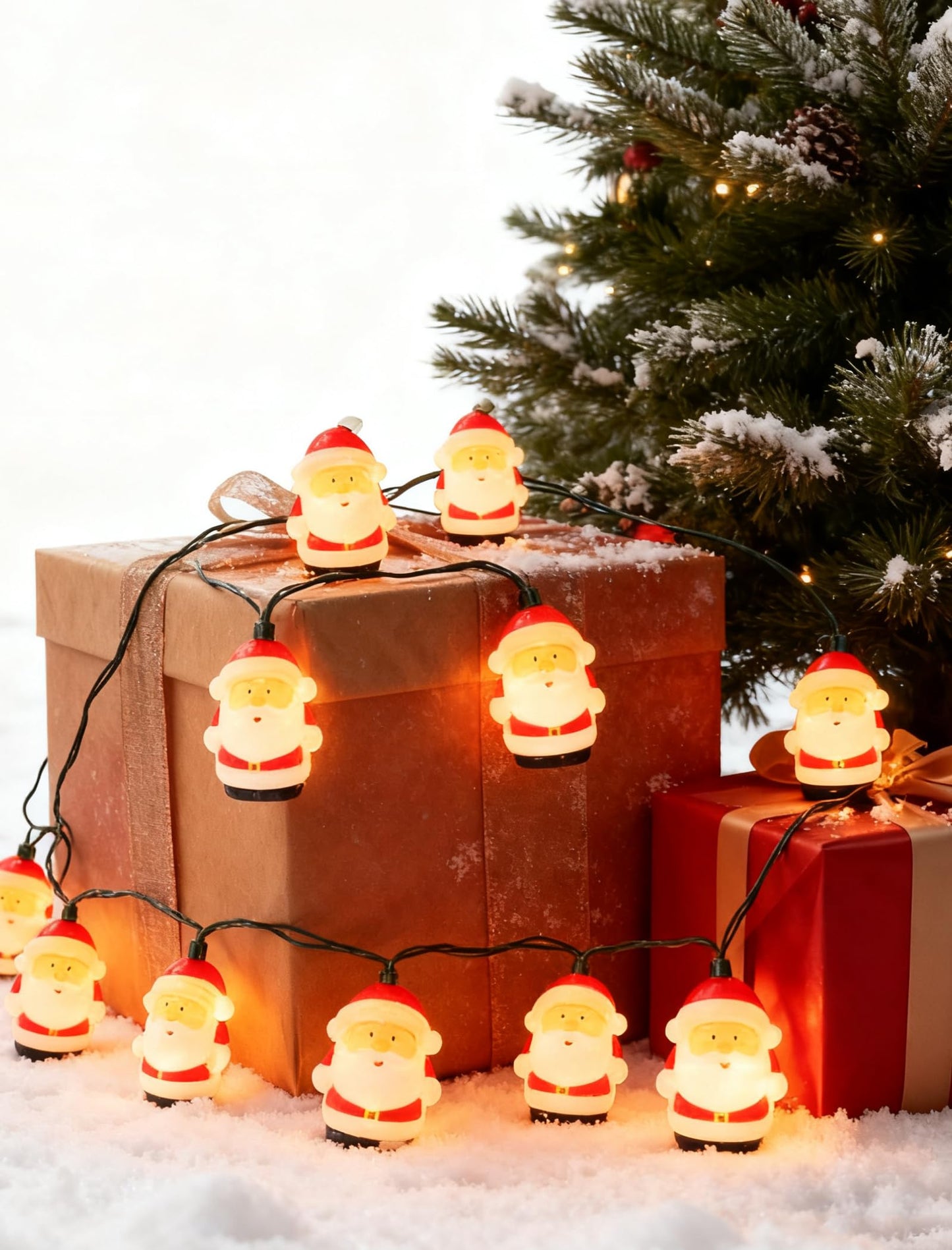 Xingzd 8.5Ft Christmas Santa Light, Christmas Decorations String Lights with 10 Santa Claus Bulbs, Plug in Hanging Fairy Lights for Indoor Party Kid's Room Xmas Tree Patio Bedroom Garden Decor