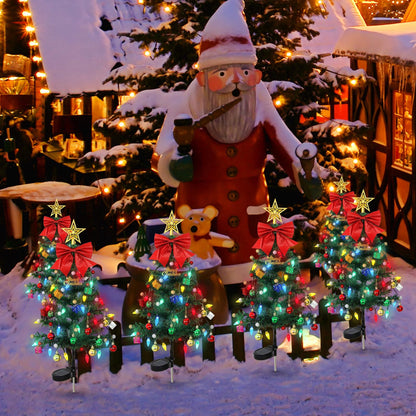 LOMOHOO 2 Packs Solar Christmas Tree 35.8in Outdoor Prelit Lighted Christmas Tree 2 Flashing Modes Solar Xmas Trees with 40 LED Lights for Holiday Porch Yard Garden Patio Cemetery Pathway