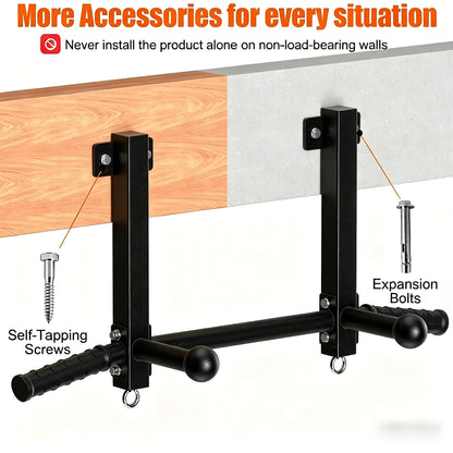 HWOOUSA Joist Mounted Pull Up Bar, 650lbs Heavy Duty Strength Training Pullup Bars, Multi-Grip Chin Up Bar for Home Gym, Garage & Basement Ceiling Beam Installation