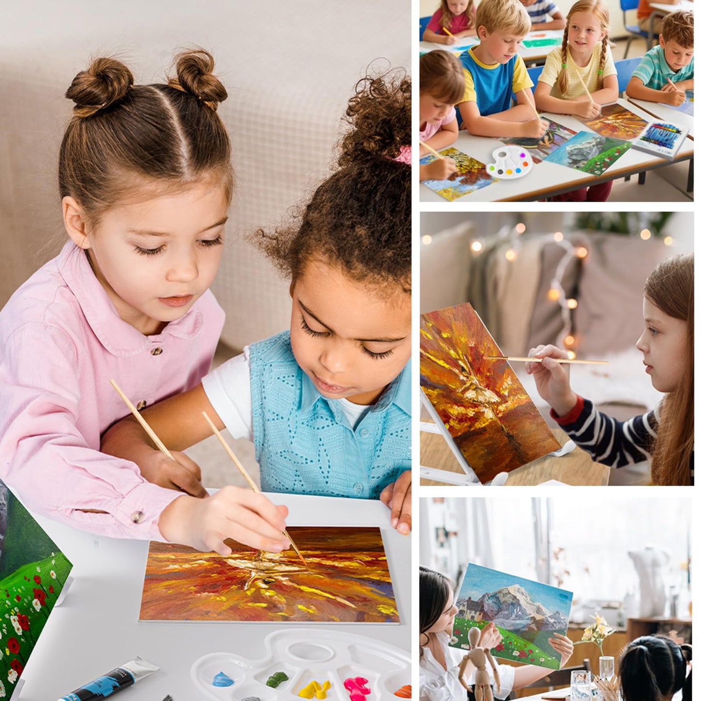 Whalsure Acrylic Paint Set for Kids & Adults, Art Painting Supplies Kit with 18 Acrylic Paints, Paint Brushes, Canvas, Easel