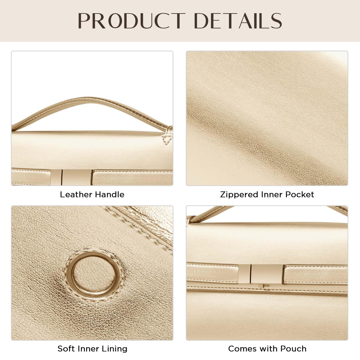 CHUNLI PU Leather Clutch Purses for Women, Trendy Ladies Top Handle Bag for Evening Work Business Daily Use
