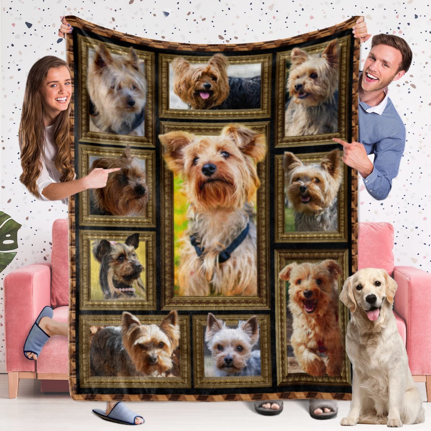 Yorkshire Terrier Blanket for Dog Lover, Fleece Throw Blanket for Couch Super Soft Cozy Bed Blanket Lightweight Plush Fuzzy Blankets and Throws for Sofa, 50 x 60 Inch