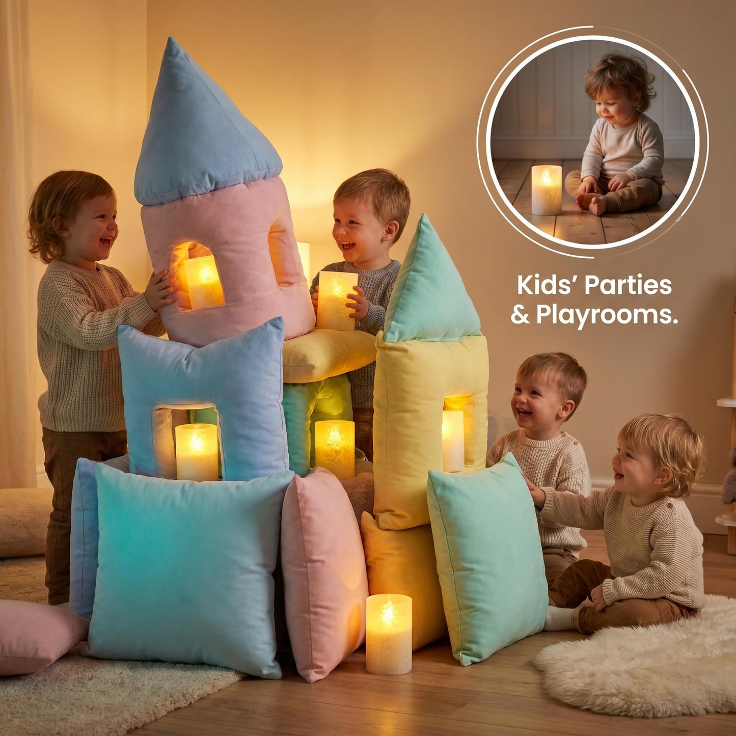 VENTA Frosted Glass LED Candles, Set of 3 | Warm Amber Flickering Pillar Candles with Remote | Creates Cozy, Relaxing Hygge Ambiance for Bedroom & Living Room