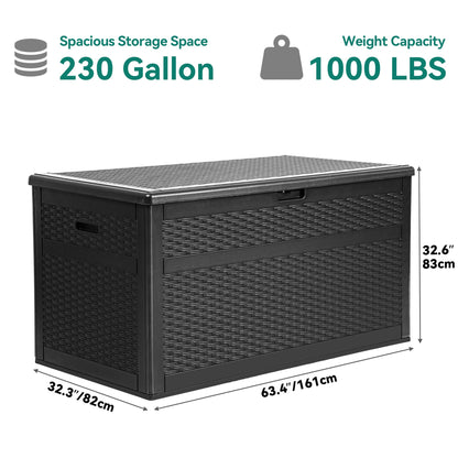 YITAHOME 230 Gallon Double-Wall Deck Box with Divider & Side Handles, Outdoor Large Storage for Patio Furniture Cushions, Garden Pool Accessories, Water Resistant & Lockable