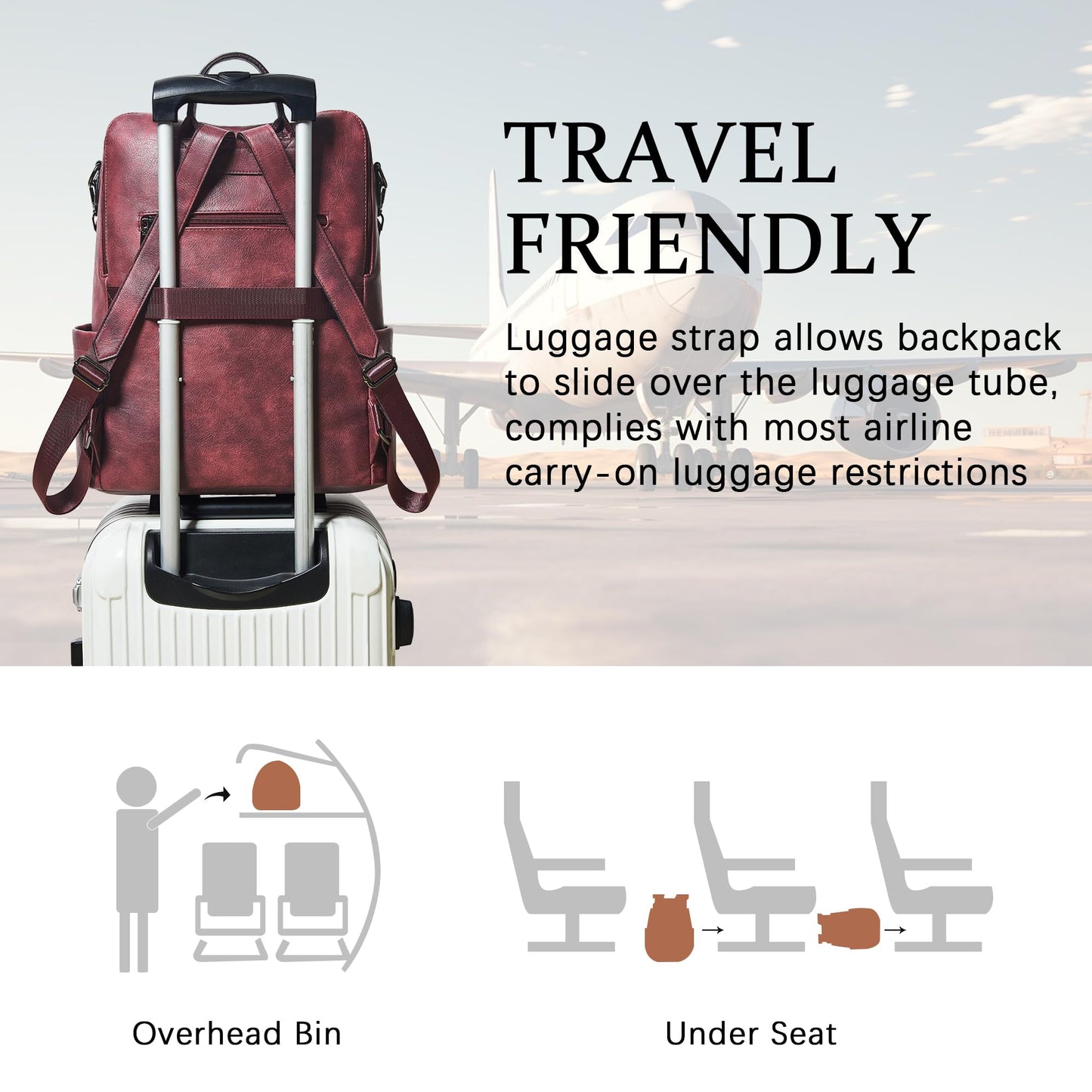 Shrrie Vegan Leather Laptop Backpack for Women 15.6 inch Work Backpack Fashion Travel Backpack Purse for Business College