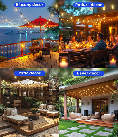 luckystyle 120FT LED Outdoor String Lights with 30+2 Edison Shatterproof Waterproof Bulbs, 2700K Commercial Grade Patio Lights, Heavy Duty Outside Hanging Outdoor Lights for Garden Porch Deck Decor